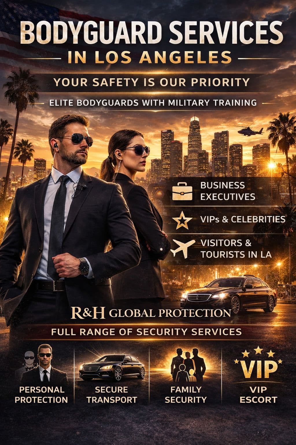 bodyguard services in los angeles - executive protection in la - secure transportation - security drivers - close protection - residence security
