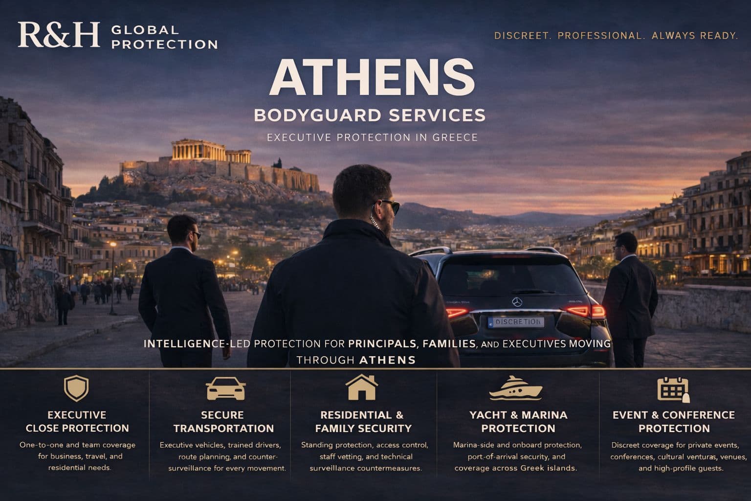 bodyguard services in athens - executive protection - close protection experts - secure transportation in greece