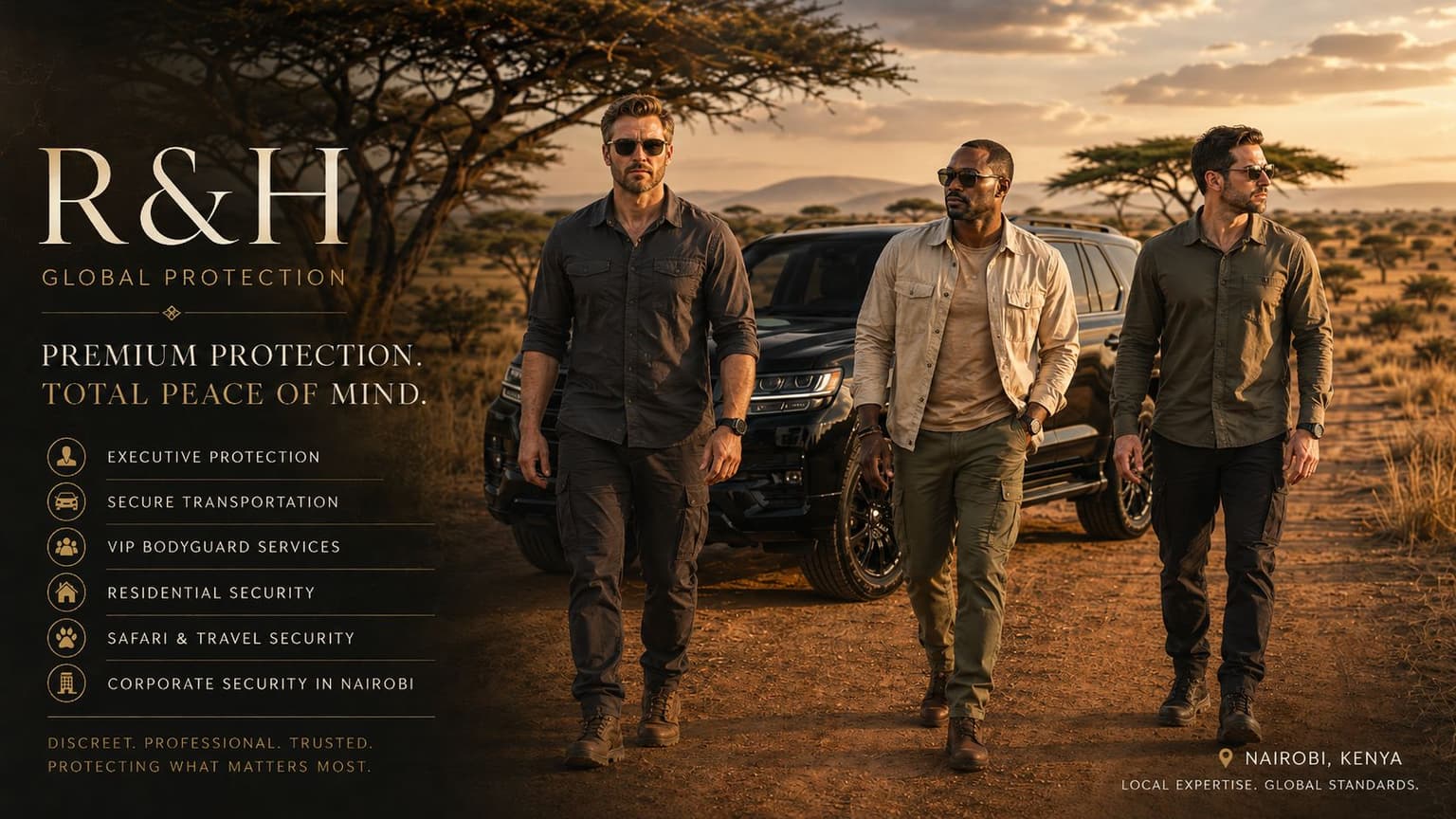 bodyguard services in nairobi - executive protection in kenya - secure transportation - security driver - israeli security consultant - security in safari - mombasa - naivasha - residence security - villa protection in runda - embassy security in nairobi