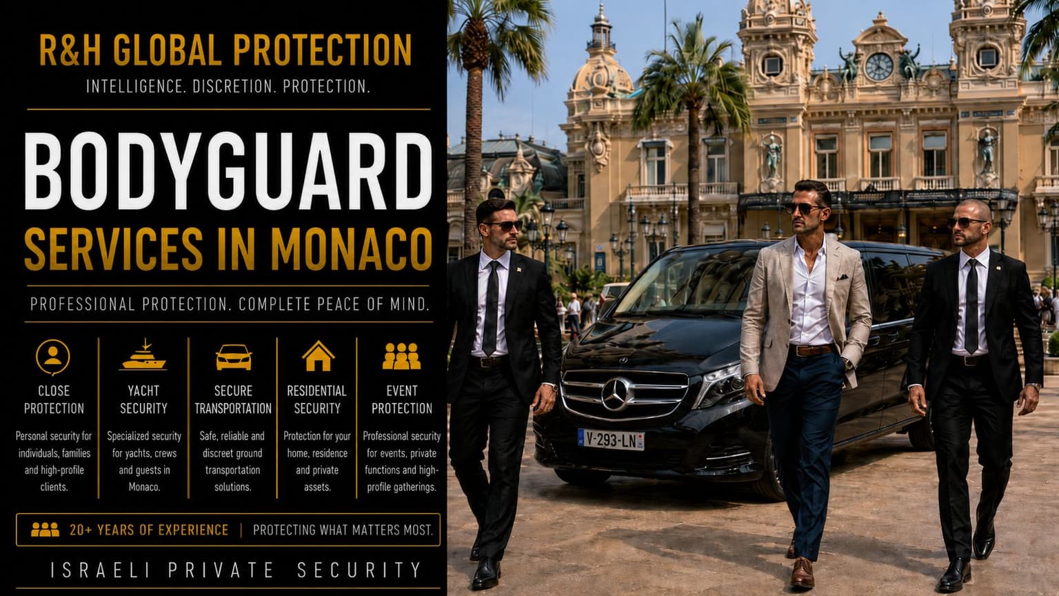 bodyguard services in monaco - executive protection - secure transportation french riviera - monte carlo - security driver - yacht & crew security - residence villa protection - close protection officer - hire a bodyguard in monaco