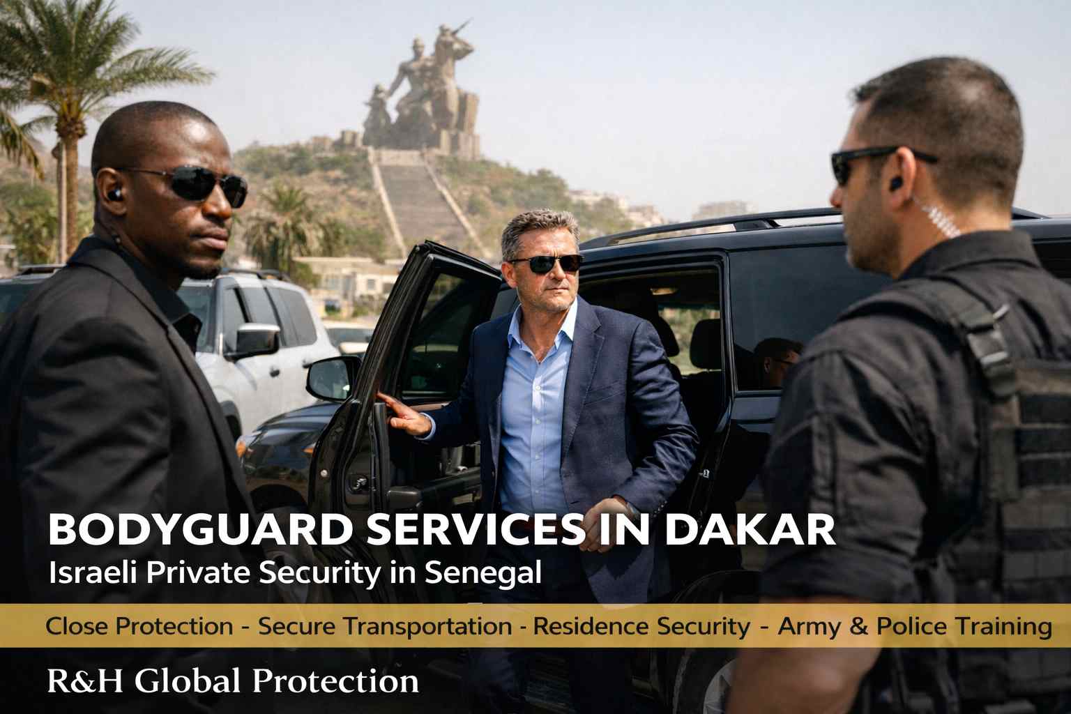 Bodyguard services in Dakar - Israeli-trained professionals - Secure transport, close protection & villa security across Senegal. Security training army police close