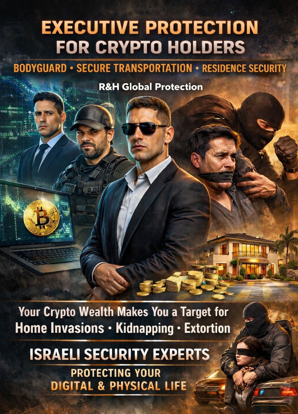 Bodyguard services for crypto holders protecting Bitcoin investors and high-net-worth families