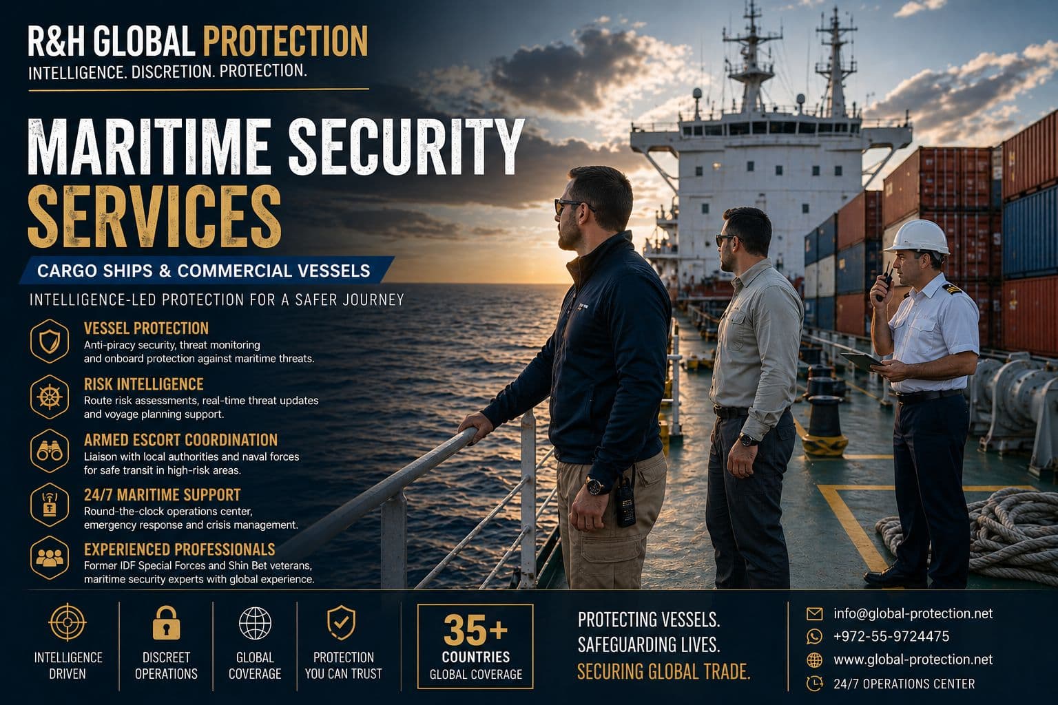 maritime security services - security for cargo ships - protection for commercial vessels - Gulf of Guinea (West Africa) , Red Sea & Bab el-Mandeb, Indian Ocean / Somali Basin , Strait of Malacca & Southeast Asia, Mediterranean, Caribbean & Latin America