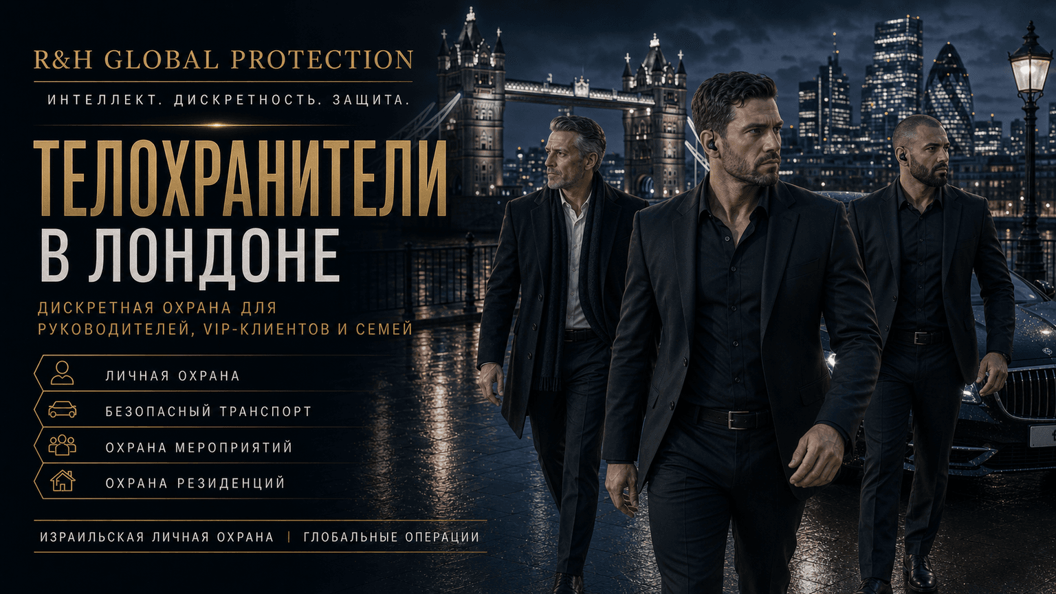Профессиональные телохранители в Лондоне, израильская личная охрана для VIP-клиентов, руководителей и семей, безопасный транспорт, охрана мероприятий и резиденций.
