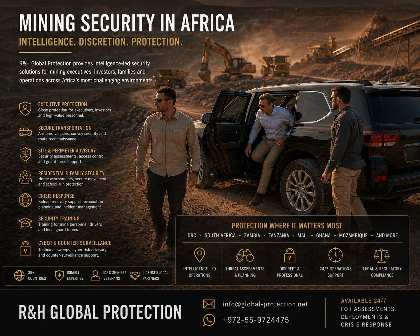 mining security in africa - israeli experts - secure transport - armored vehicles - site and staff security - training for mine personnel
