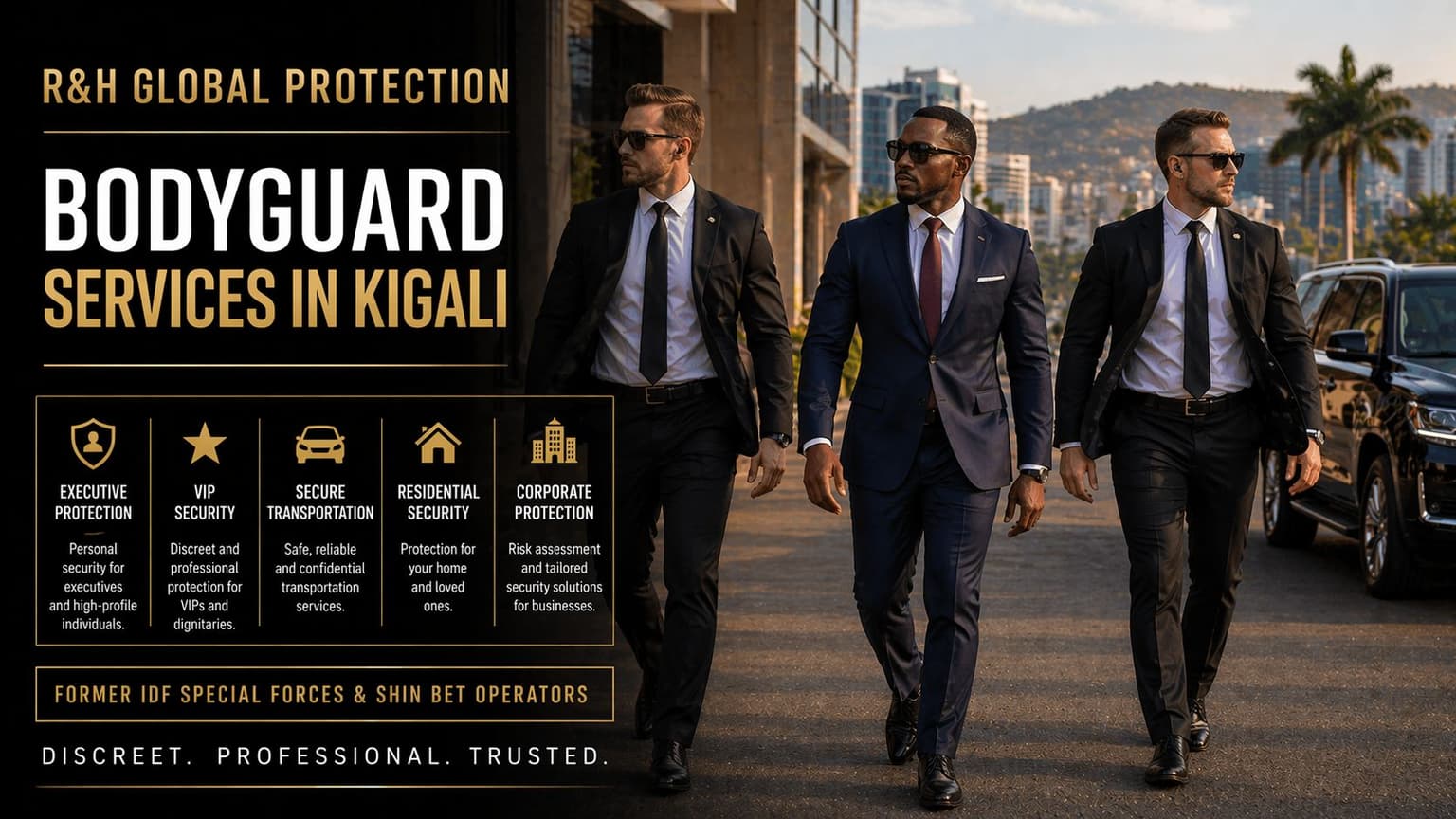 bodyguard services in kigali - close protection in rwanda - executive protection agents - secure transportation in africa