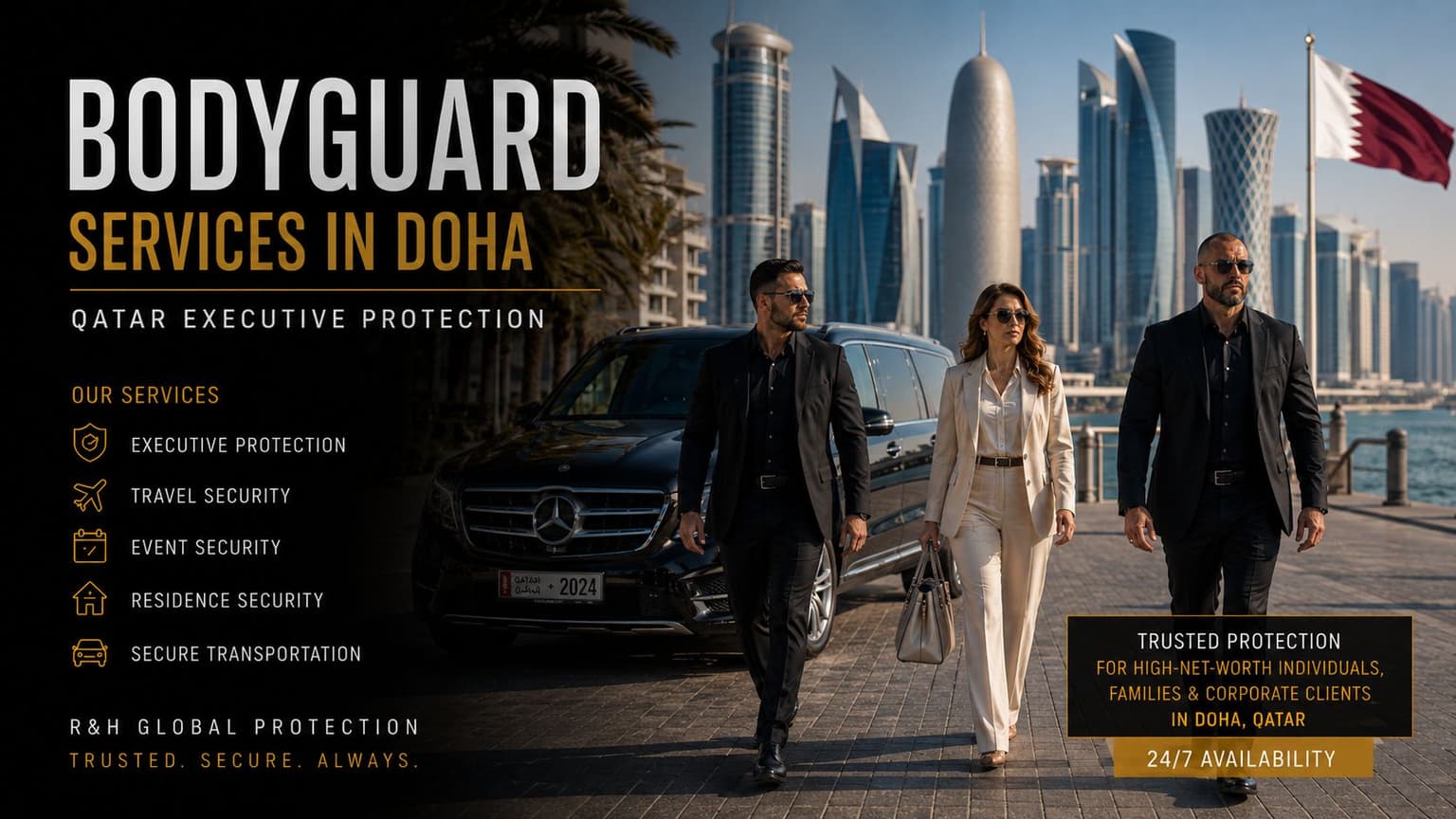 bodyguard services in doha - executive protection - secure transportation in qatar - residence security - close protection agents - security drivers