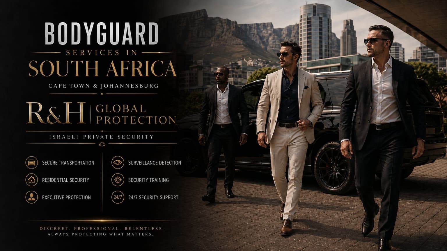 bodyguard services in cape town - executive protection in south africa - close protection in johannesburg - secure transportation - security drivers - hire a bodyguard in south africa - residence security - security training