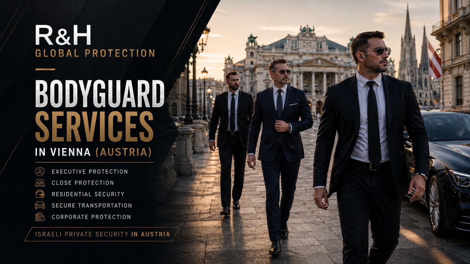 bodyguard services in vienna - executive protection in austria - secure transportation - close protection agents - residence security - hire private security