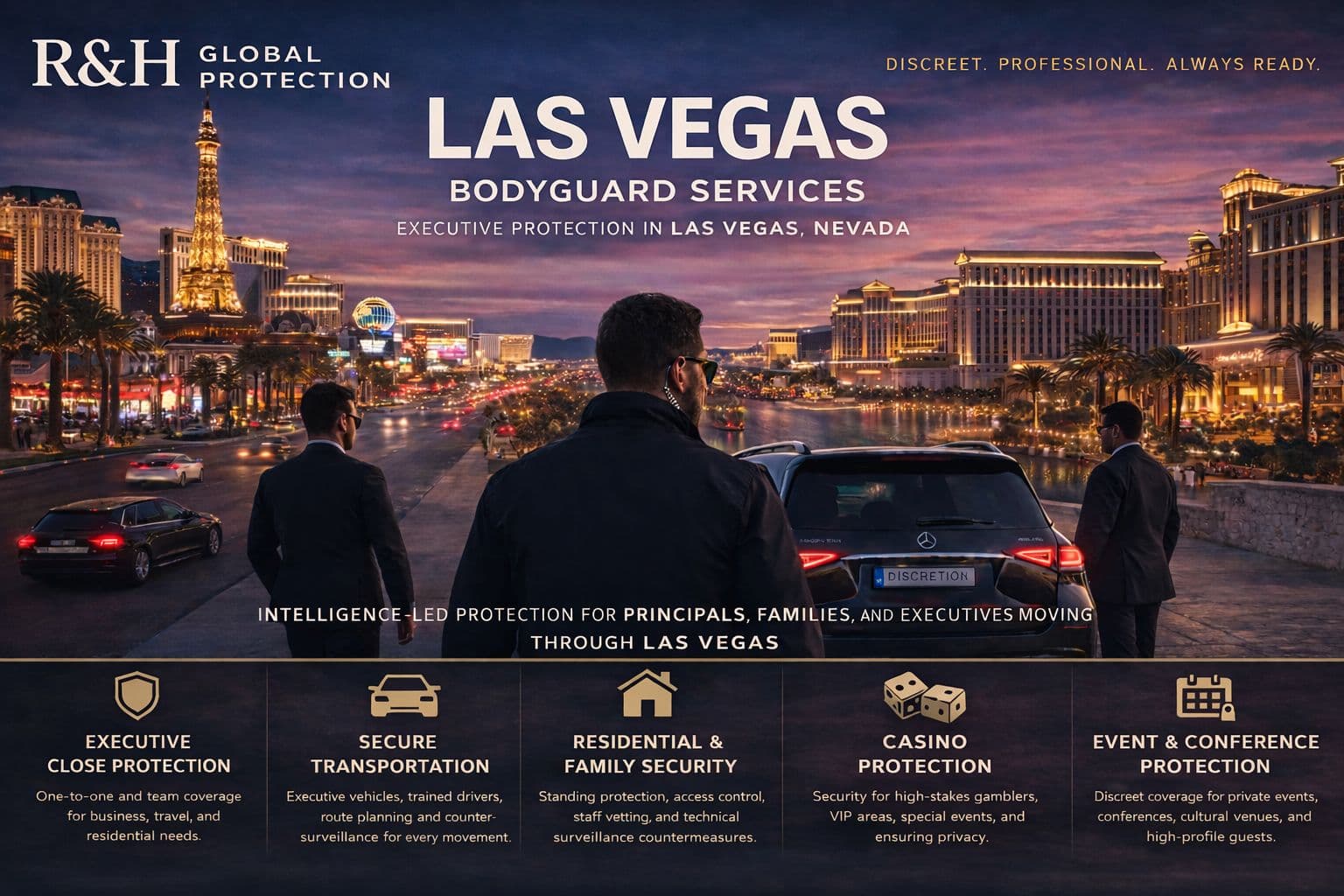bodyguard services in las vegas - executive protection - secure transportation - casino protection - security drivers - residence security