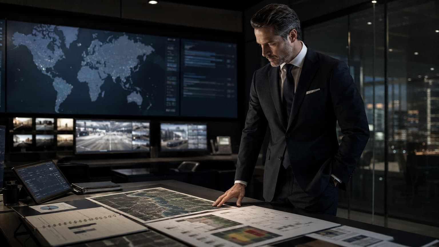 Risk analyst assessing protective options for a high-profile client