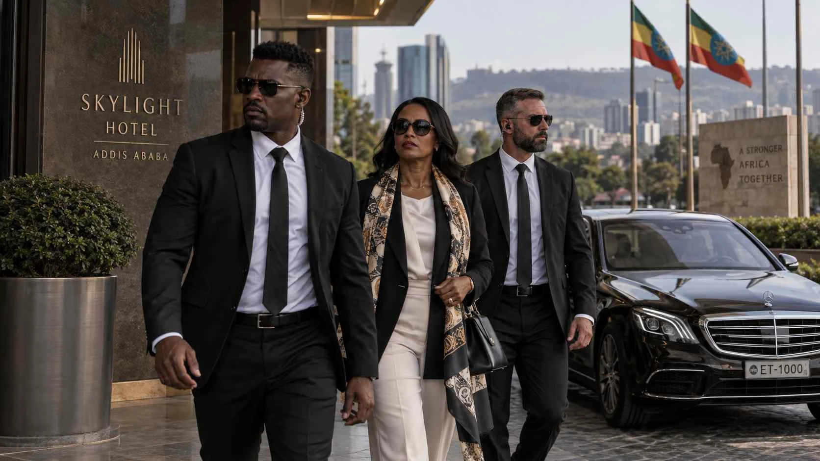 Executive protection team accompanying a private client in Addis Ababa, Ethiopia