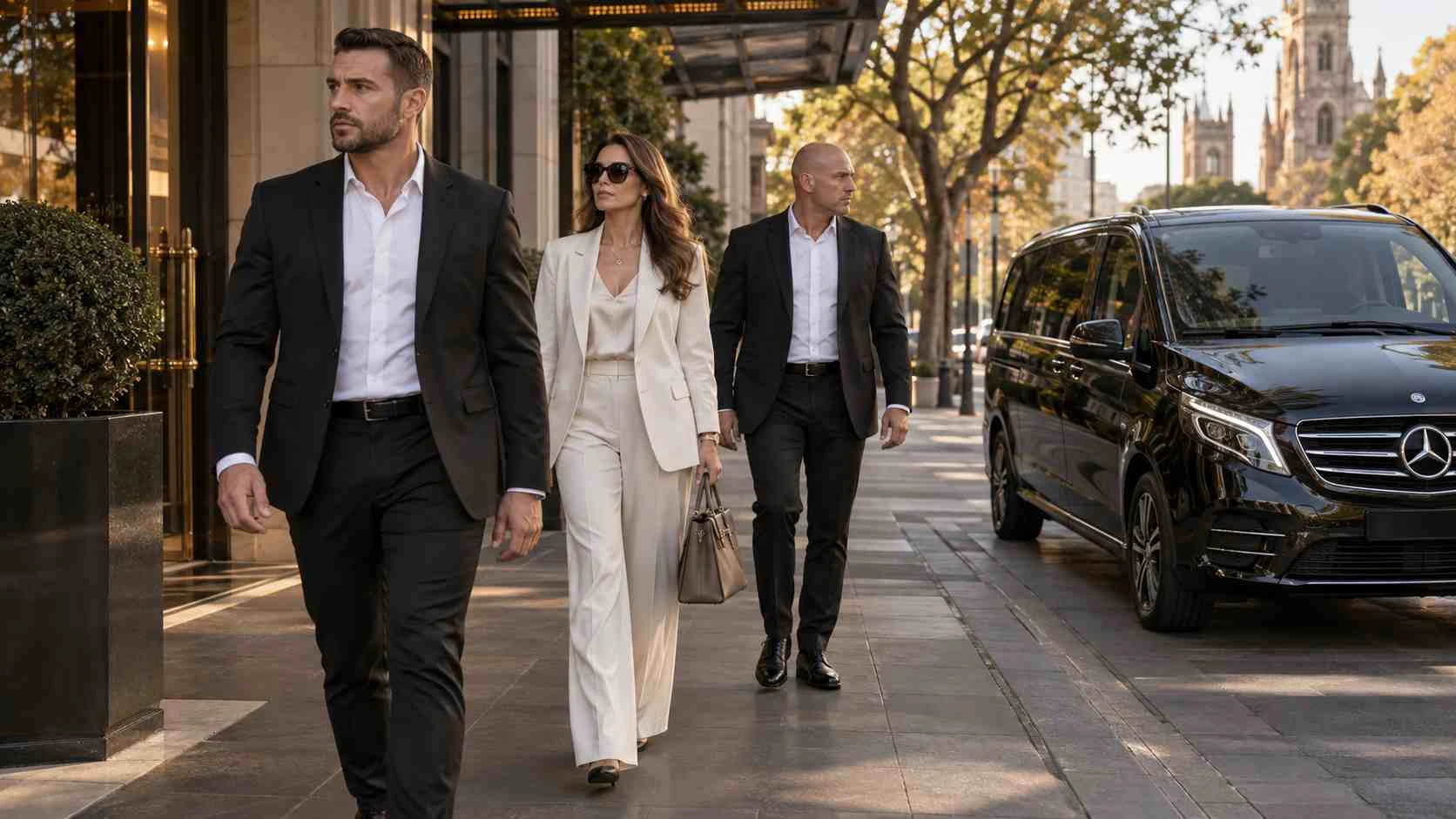 Executive protection bodyguards accompanying a private client in Adelaide, Australia