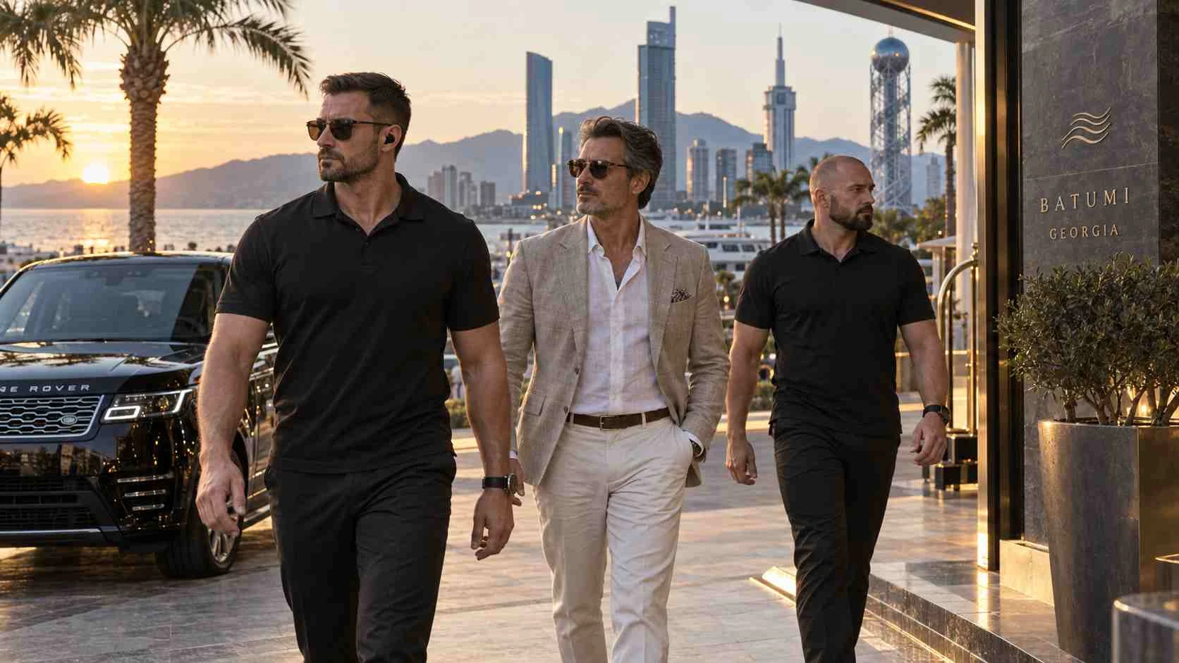 Executive protection team accompanying a private client in Batumi, Georgia