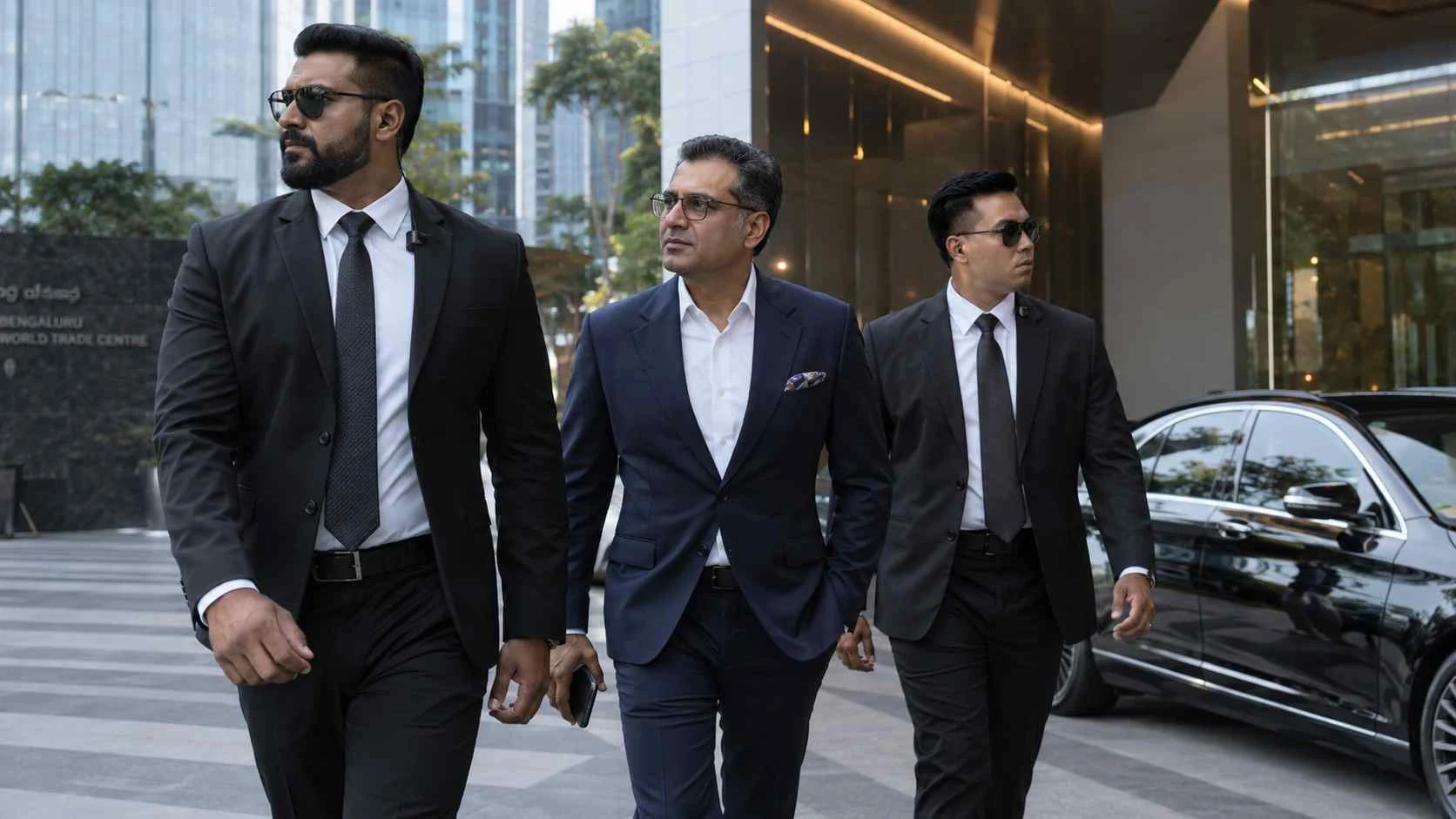 Professional executive protection team supporting a technology executive in Bengaluru, India