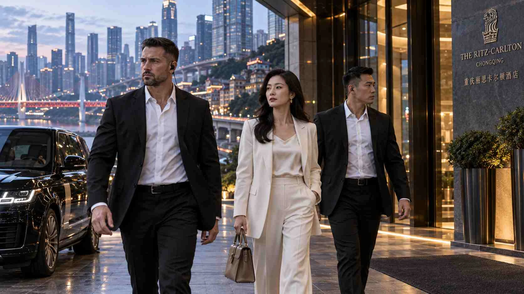 Executive protection team accompanying a private client in Chongqing, China