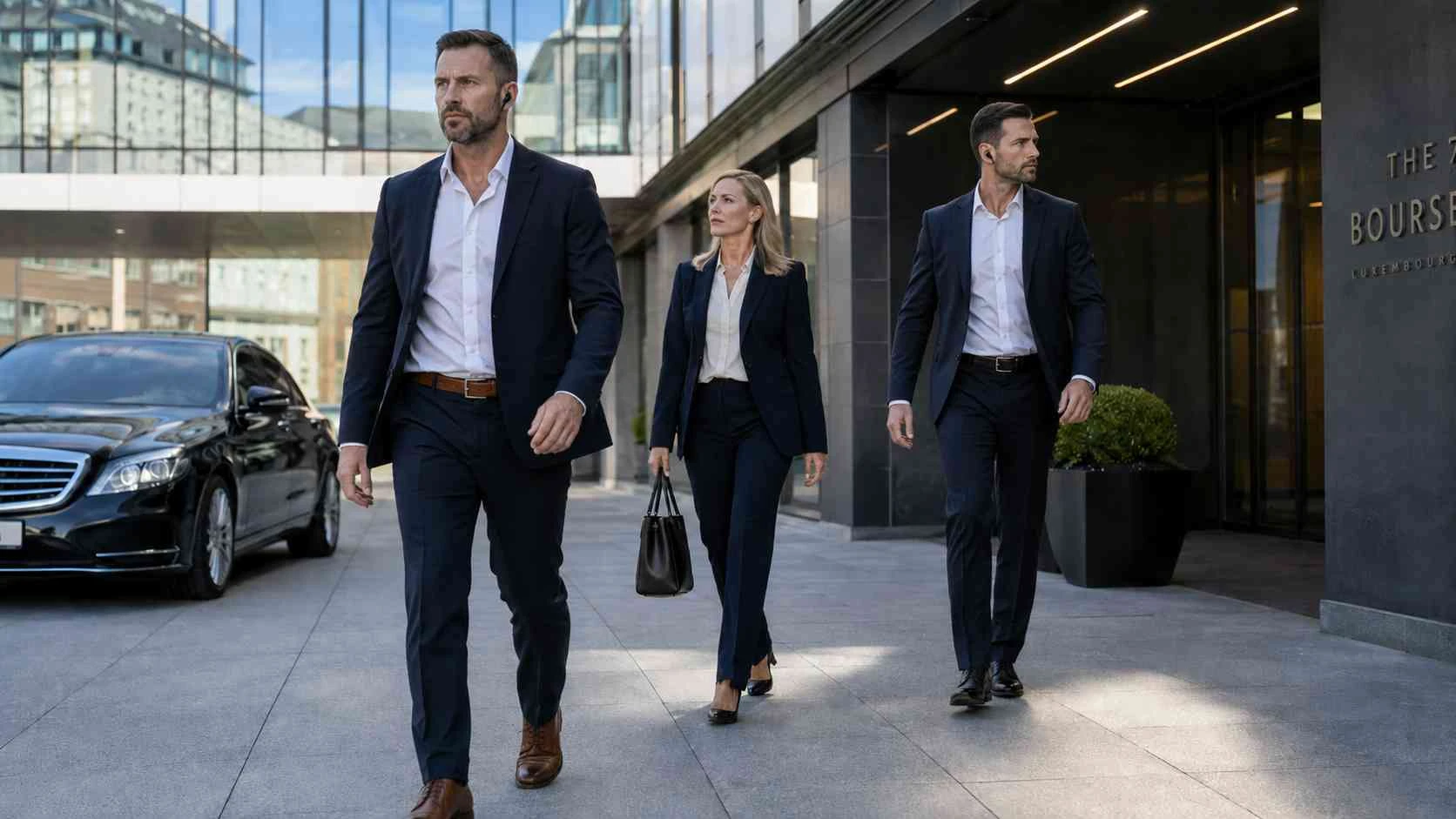 Executive protection officer supporting a private client in Luxembourg City