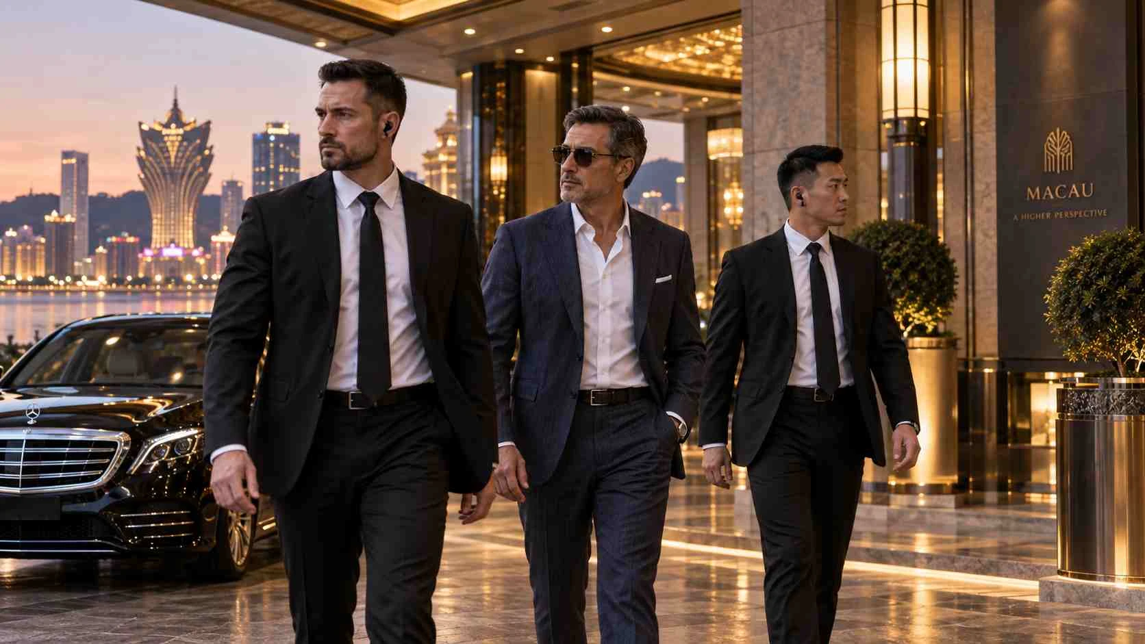 Executive protection team accompanying a private client in Macau, China