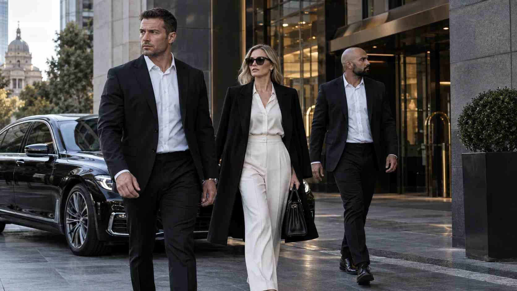 Executive protection bodyguards escorting a private client in Melbourne, Australia