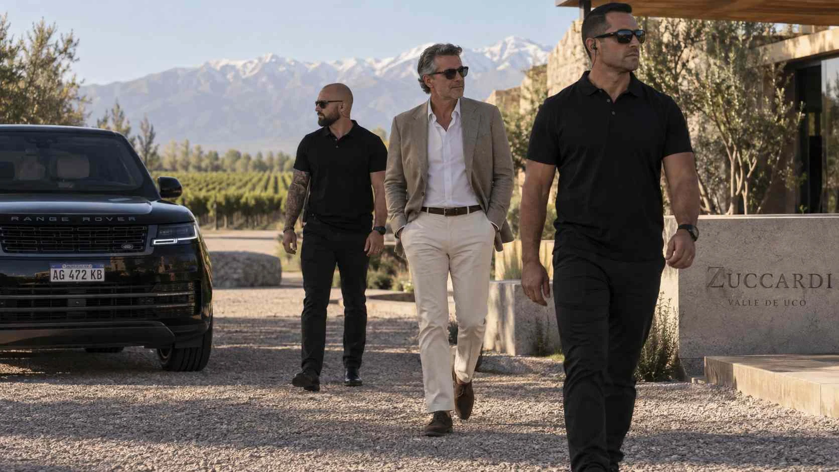 Executive protection team accompanying a private client in Mendoza, Argentina wine country