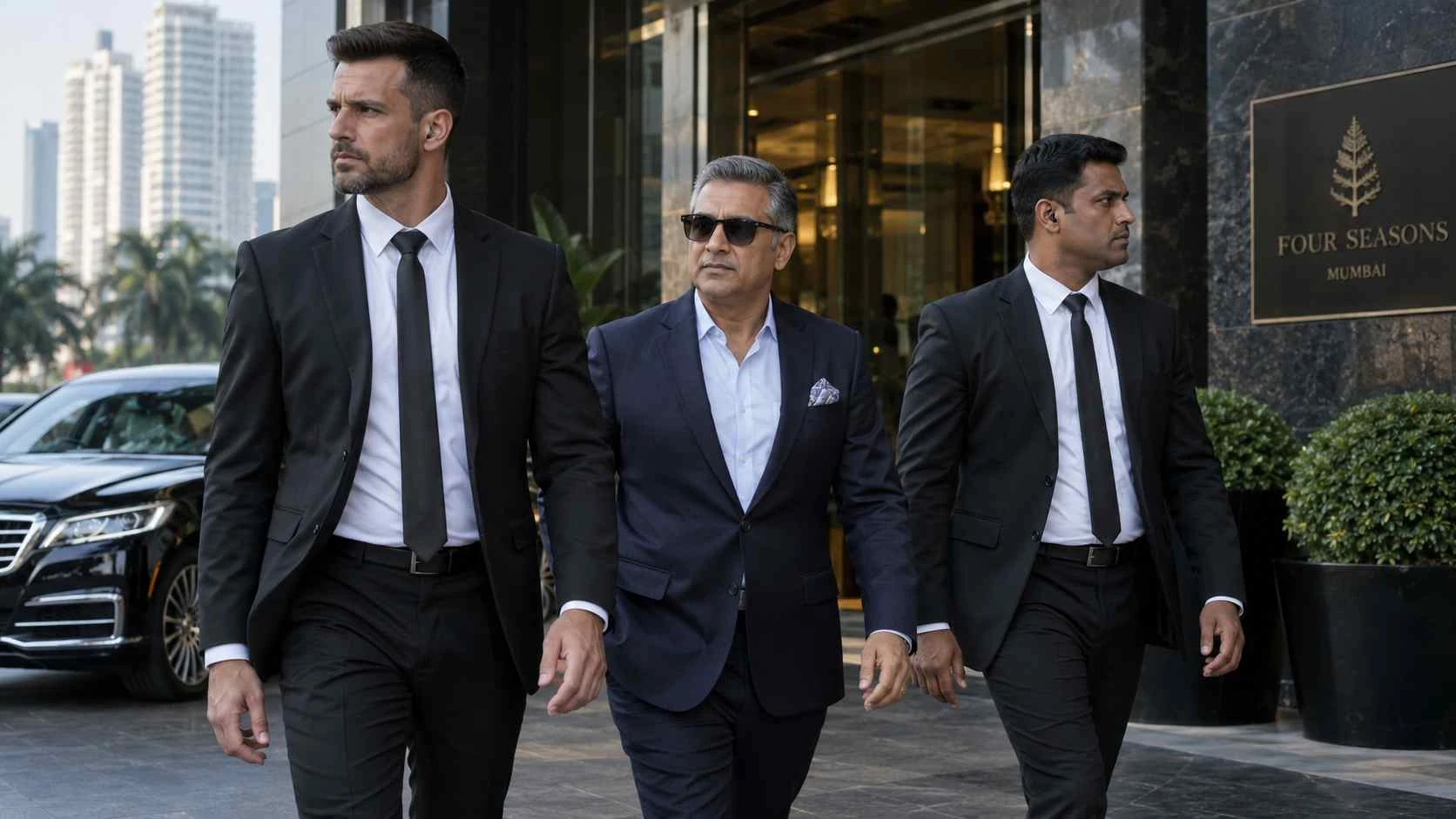 Executive protection team accompanying a private client in Mumbai, India