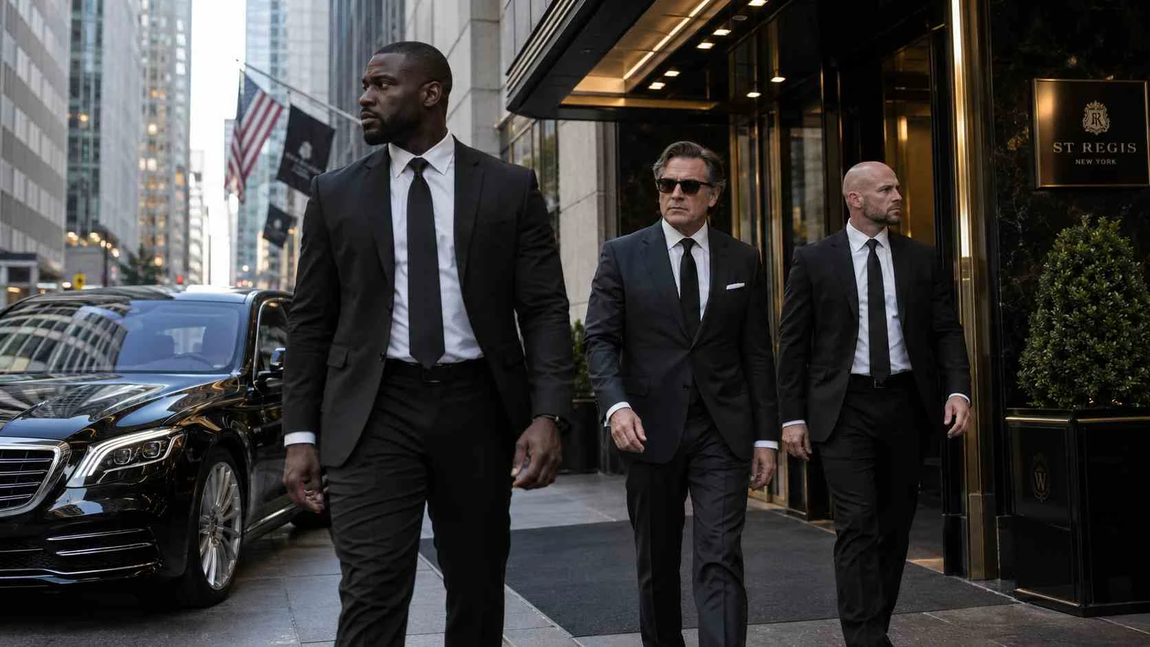 Executive protection bodyguards accompanying a private client in New York City