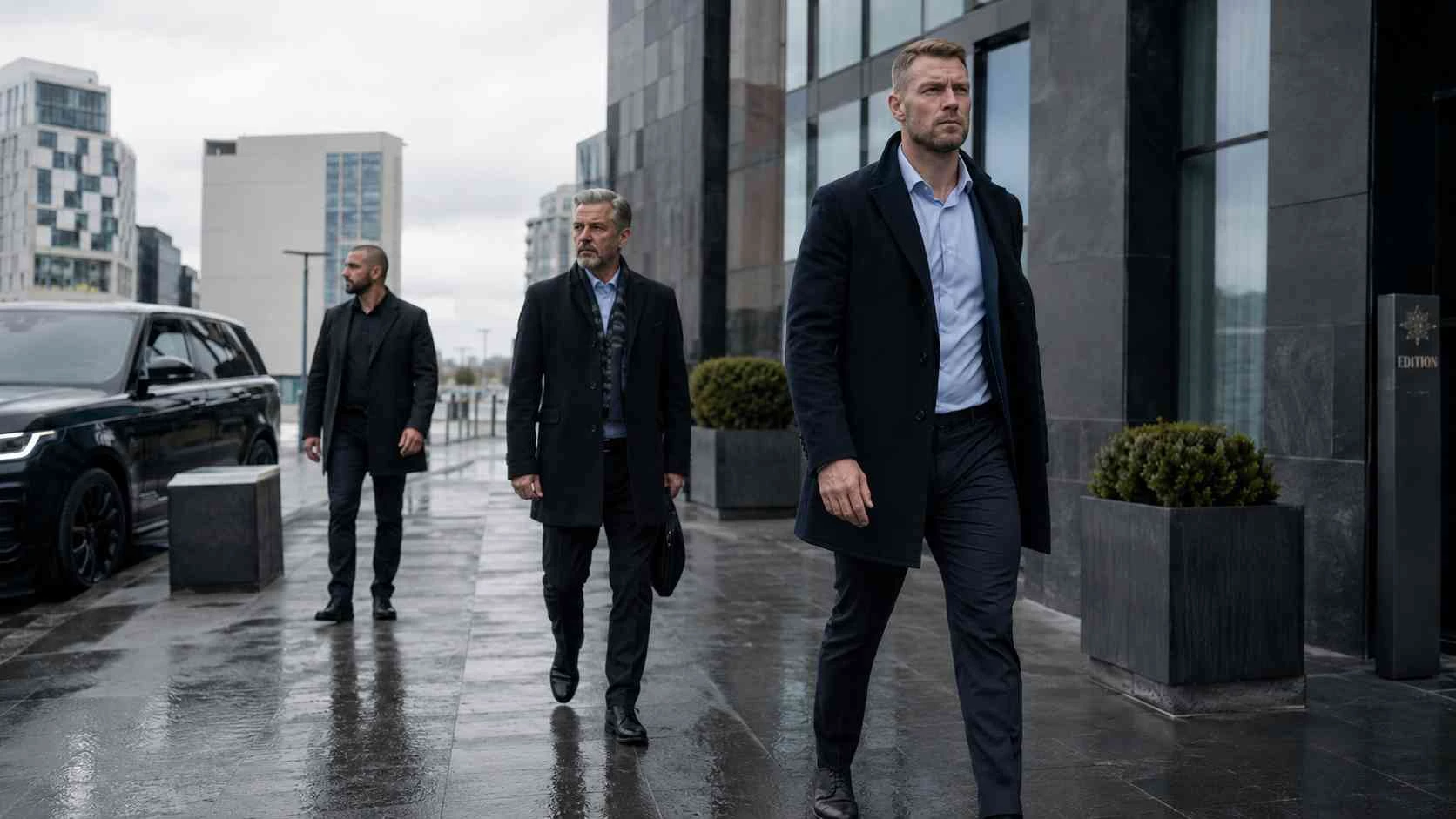 Discreet executive protection team supporting a private client in Reykjavík, Iceland