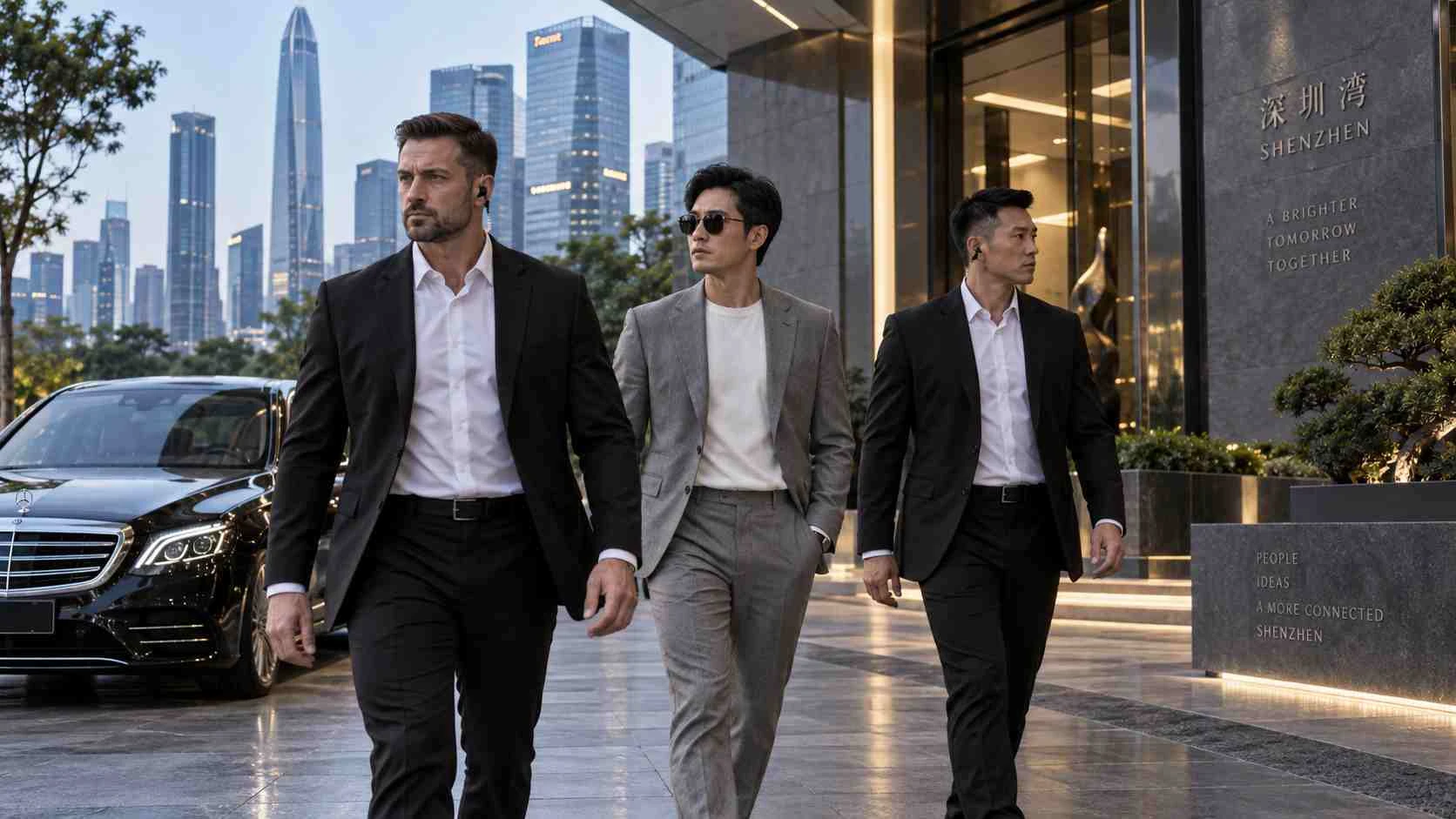 Executive protection team accompanying a private client in Shenzhen, China