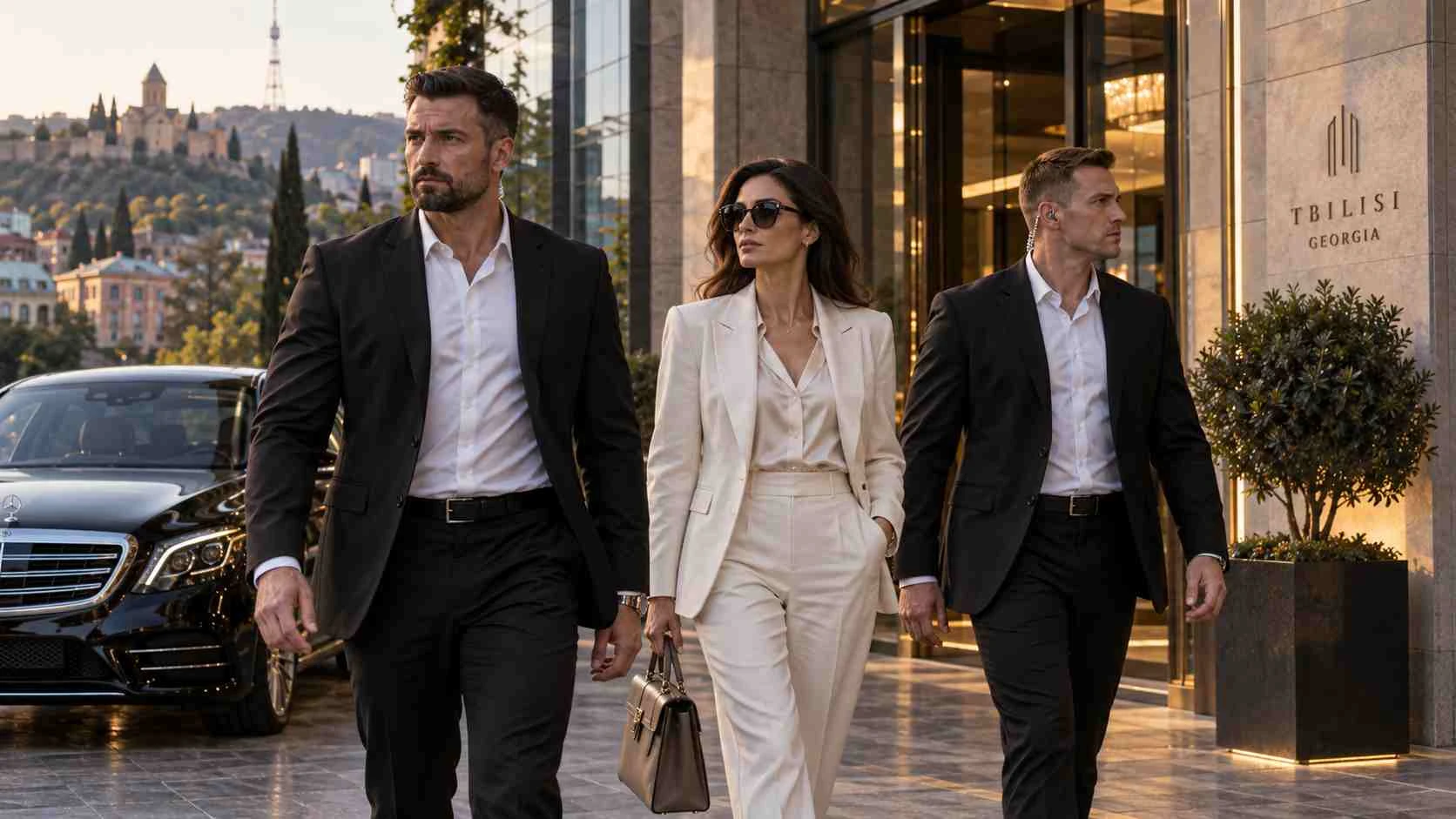 Executive protection team accompanying a private client in Tbilisi, Georgia