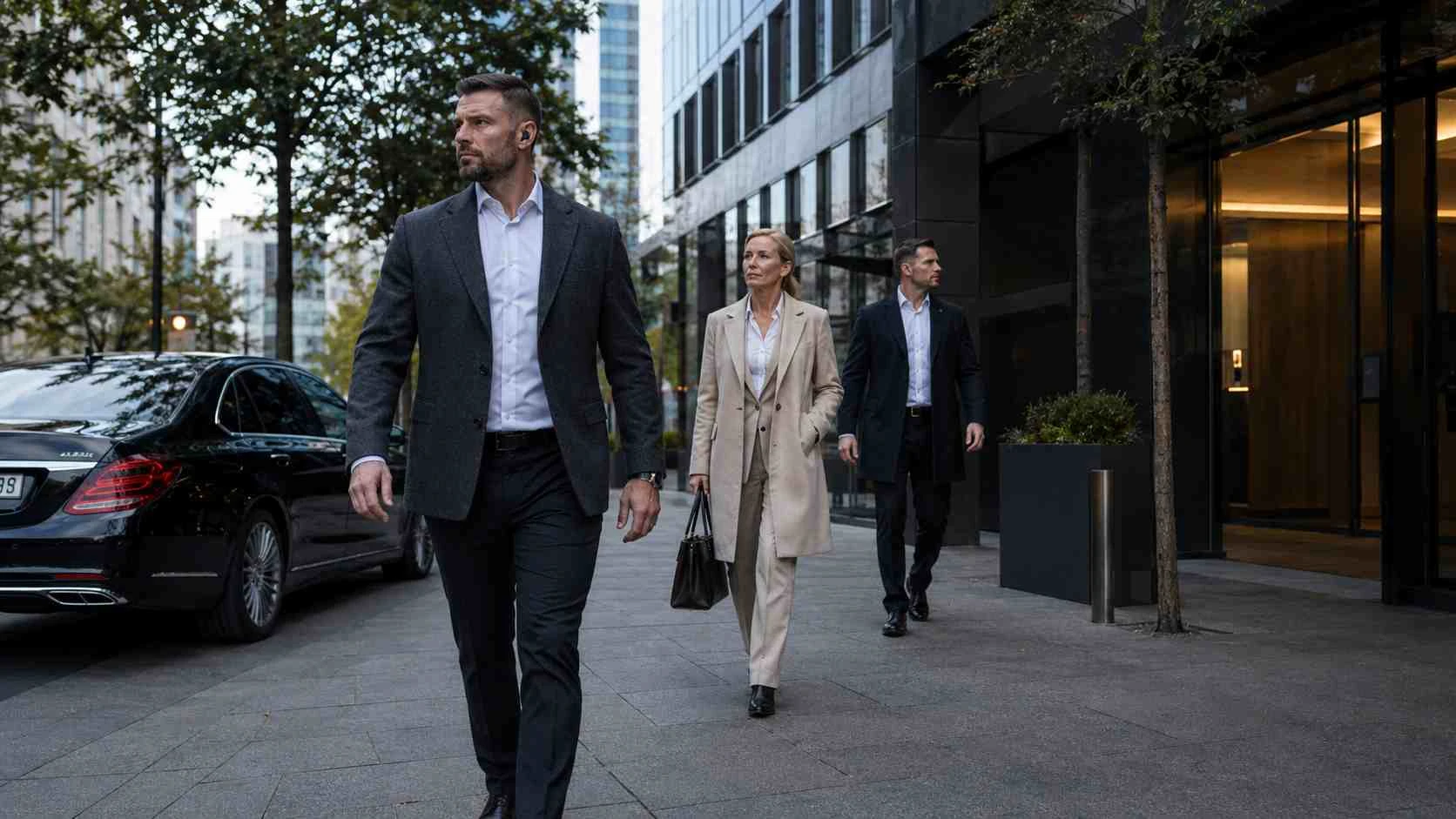 Executive bodyguard supporting a private client in Vilnius, Lithuania
