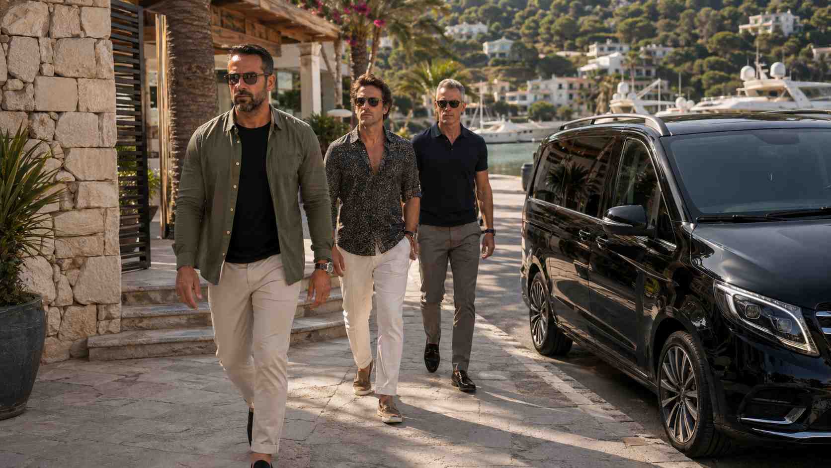 Close protection officers supporting VIP bodyguard services and secure transportation in Ibiza, Spain